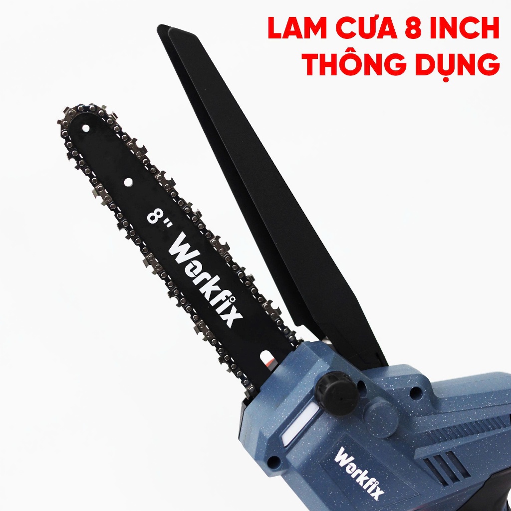 Máy Cưa Xích Workfix WF-CX08PRO Lam 8 Inch Động Cơ Không Chổi Than, Công Suất Tối Đa 600W Bảo Hành 6 Tháng