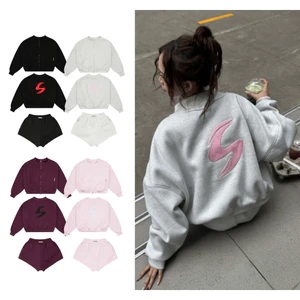 Set Bộ Nỉ Sweater Zip 2 Chiều Logo Thêu Boxy, Quần Short Nỉ Freesize Form Rộng Nhiều Màu SSSTore.Aesthetic