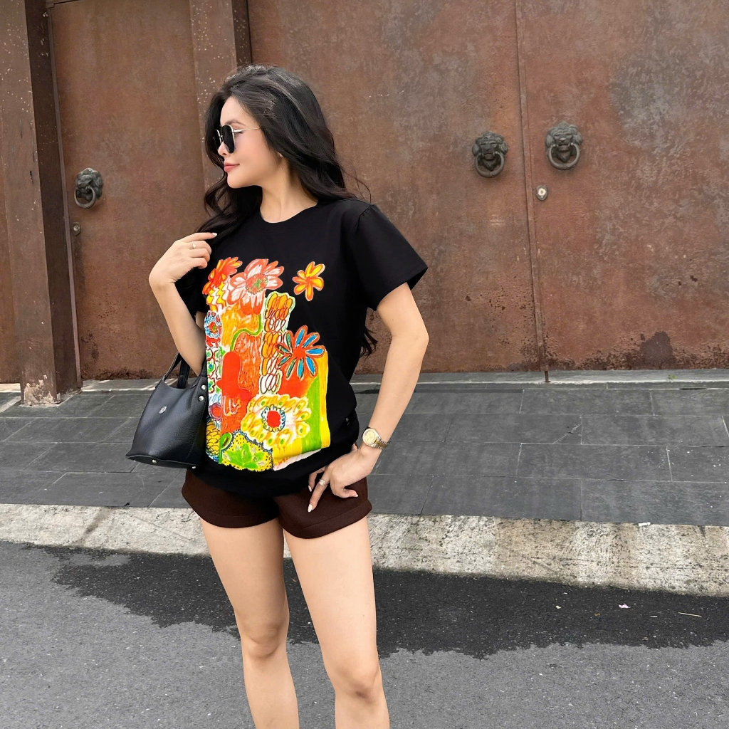 Áo Thun Mirage Đen Hoa Cam Local Brand Chất 100% Cotton Mềm Mịn Thoáng Mát.