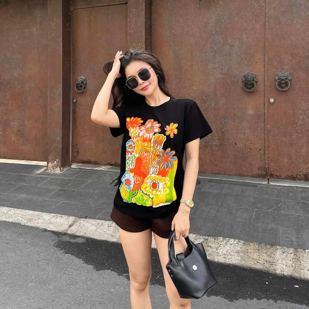 Áo Thun Mirage Đen Hoa Cam Local Brand Chất 100% Cotton Mềm Mịn Thoáng Mát.