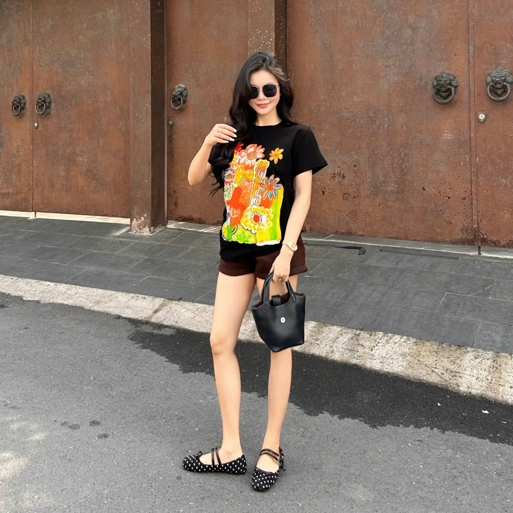 Áo Thun Mirage Đen Hoa Cam Local Brand Chất 100% Cotton Mềm Mịn Thoáng Mát.