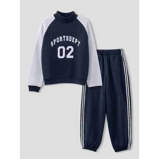 Bộ đồ bé trai cổ cao YODY tay raglan phối màu vải nỉ cào lông giữ ấm tốt OCSL25F038