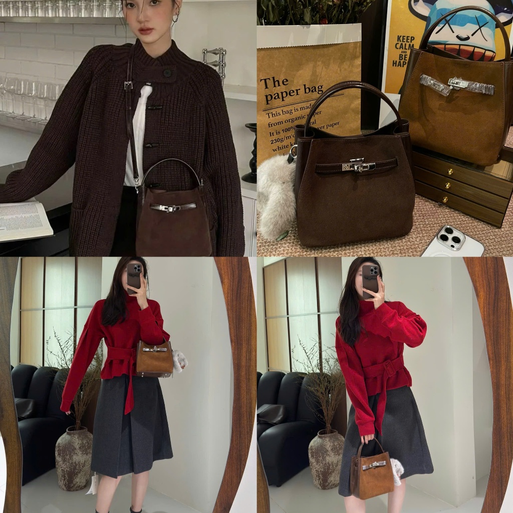 Túi xách khóa cài TẶNG KÈM GẤU + LÕI VÍ đeo chéo cầm tay sang chảnh hottrend