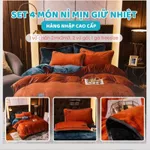 [MỞ BÁN GIẢM 40K] Set 4 Món Vỏ Chăn Ga Gối Nỉ Mịn Cao Cấp Óng Mượt Không Rụng Lông Dính Lông ROYAL Sang Trọng — ảnh 1