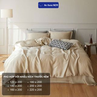 Set Chăn Ga Gối 5 Món He thong NEM Cao Cấp Bộ Set Chăn Ga Trải Giường Bốn Mùa Vải Tencel Cotton Có Vỏ Chăn Lồng Ruột