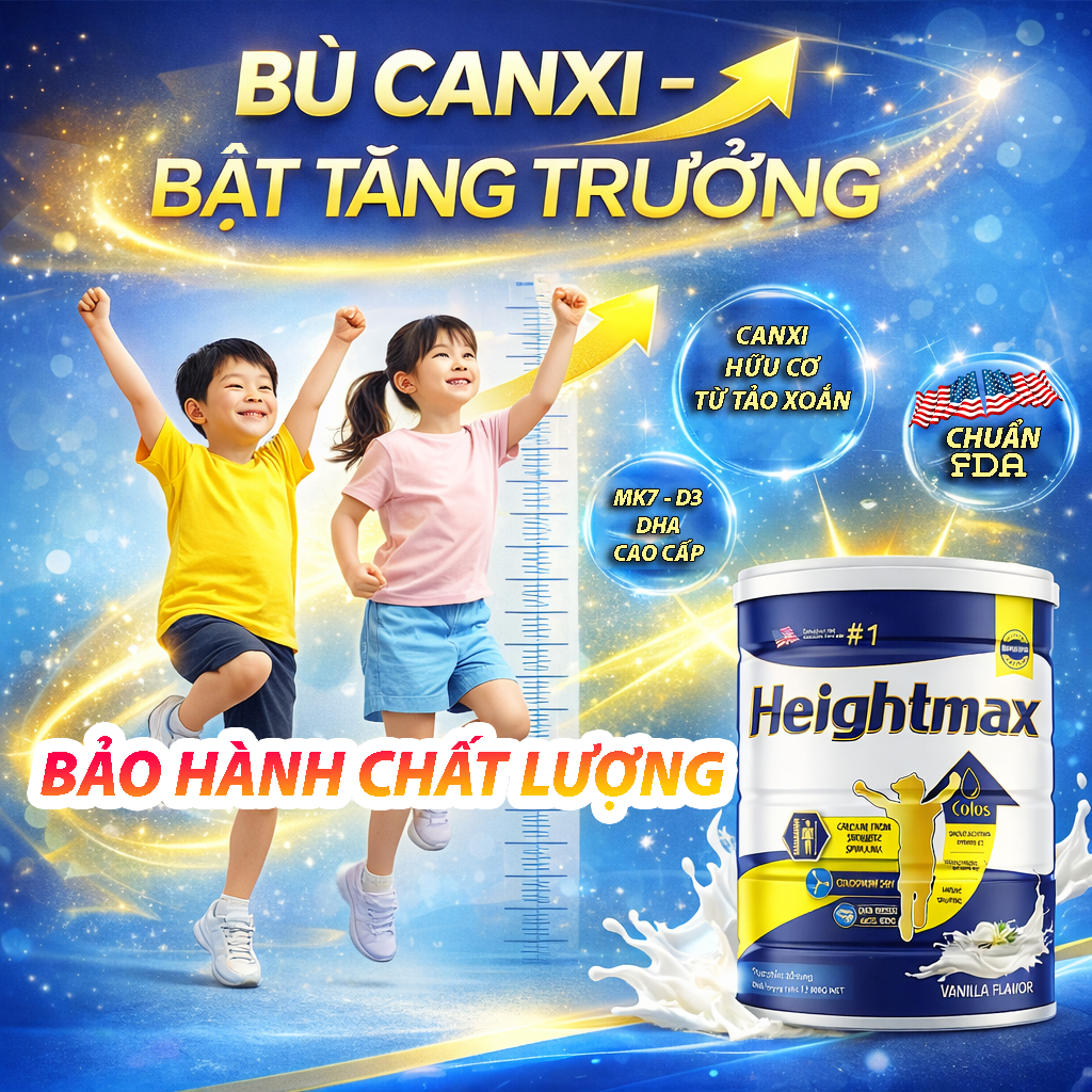 Sữa tăng chiều cao Heightmax cho trè từ 3-24 tuổi tăng cường DHA và canxi hữu cơ