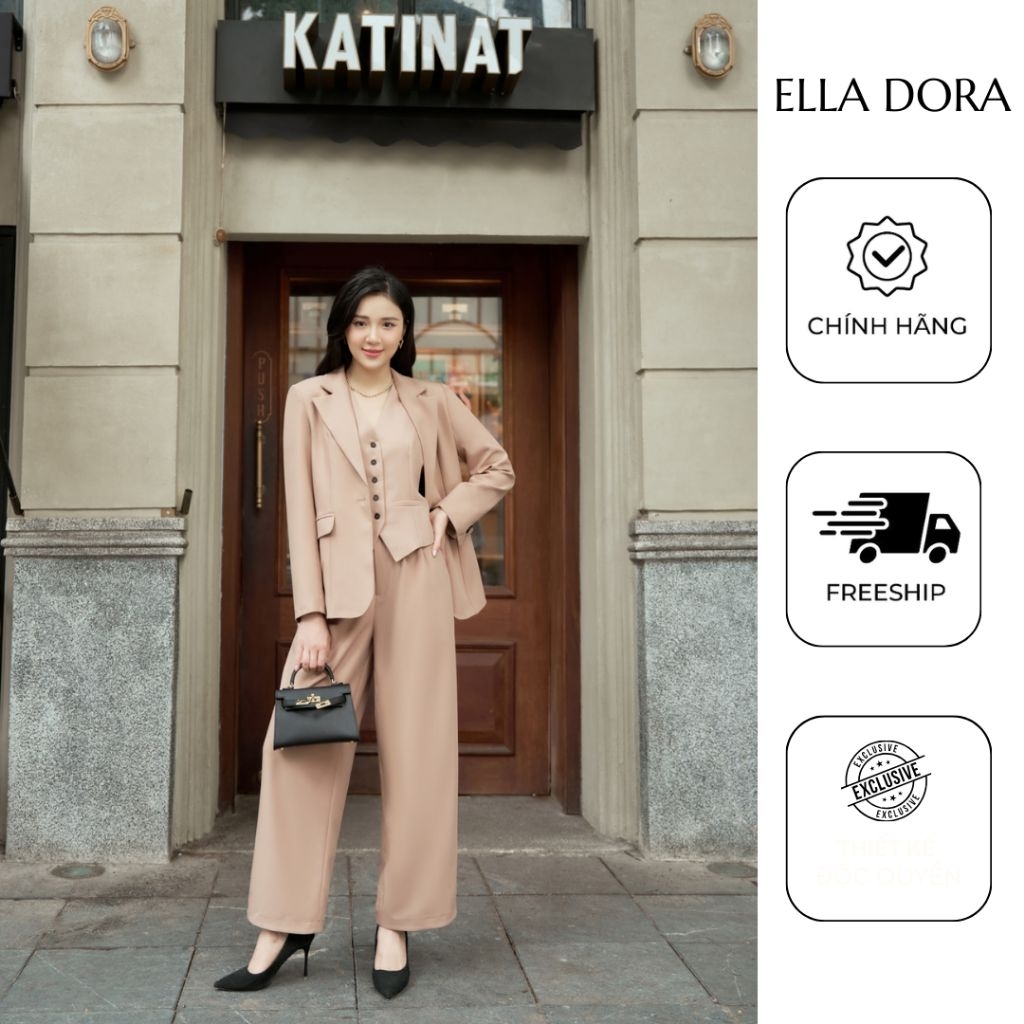 Quần tây nữ ELLA DORA ống suông gấp li form đẹp thanh lịch dễ phối màu Nâu [Q12]