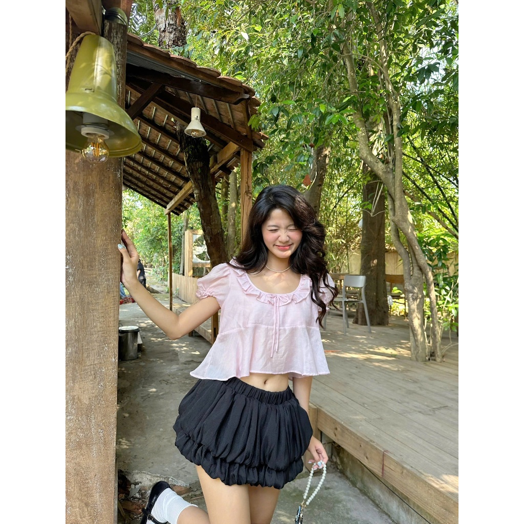 Chân Váy Bí Nữ FURUS SKIRT 2 Tầng Lưng Thun Freesize Đáng Yêu SECODEE
