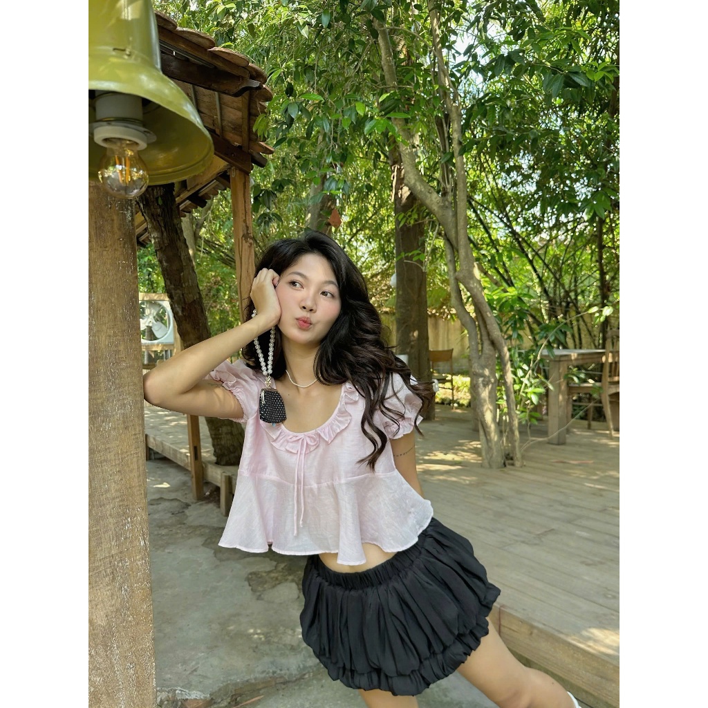 Chân Váy Bí Nữ FURUS SKIRT 2 Tầng Lưng Thun Freesize Đáng Yêu SECODEE