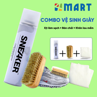 Combo 3 sản phẩm xịt vệ sinh giầy Duer tặng kèm Bàn chải và khăn lau tiện dụng, bộ sản phẩm chăm sóc giầy toàn diện
