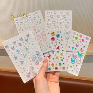 Sticker Trang Trí Đính Đá 3D Lấp Lánh, Hình Dáng Dễ Thương, Phù Hợp Dán Mặt Hoặc Cơ Thể, Tiện Lợi Khi Sử Dụng Và Tháo Gỡ