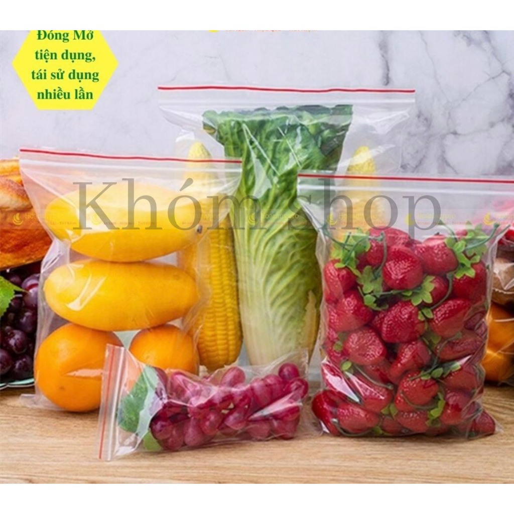 300g Túi Zipper Chỉ Đỏ  30 Kích Thước 4cm x 6cm Đến 30x40cm Chất Liệu PE Trong Không Mùi Không Độc Hại Chịu Nhiệt tốt