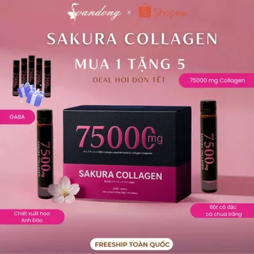 [MUA 1 TẶNG 5] Thức Uống Sakura Collagen (75000mg), Thức Uống Bổ Sung 7500mg Collagen Peptide/ ống 25ml