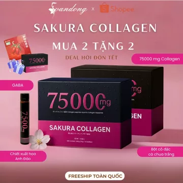 [MUA 2 TẶNG 2] Nước Uống Sakura Collagen - Thương hiệu WANDONG – 7500mg Collagen/ống 25g