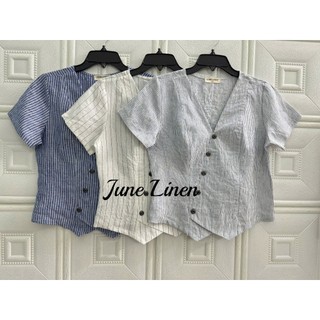 Áo kiểu nữ Linen tưng washed vạt chéo. JUNE LINEN #A37