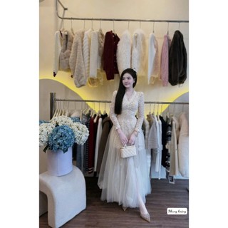 Váy ren xinh cổ viền ren phối lưới sang chảnh mặc siêu tôn dáng dành cho chị em mặc đi chơi hẹn hò - Baotrang.clothes