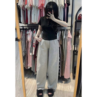 Set bộ áo bbt cúc ngực ngắn tay mix quần xuông phối cạp