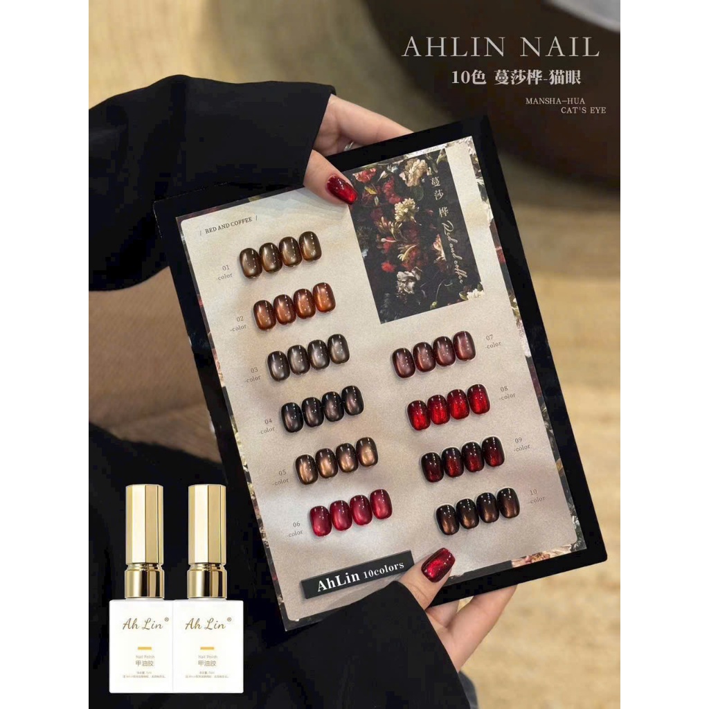 Set Sơn Gel Mắt Mèo 10 Màu AHLIN – Hiệu Ứng Ánh Sao Lấp Lánh, Lên Màu Chuẩn, Dành Cho Thợ Nail & Người Mới