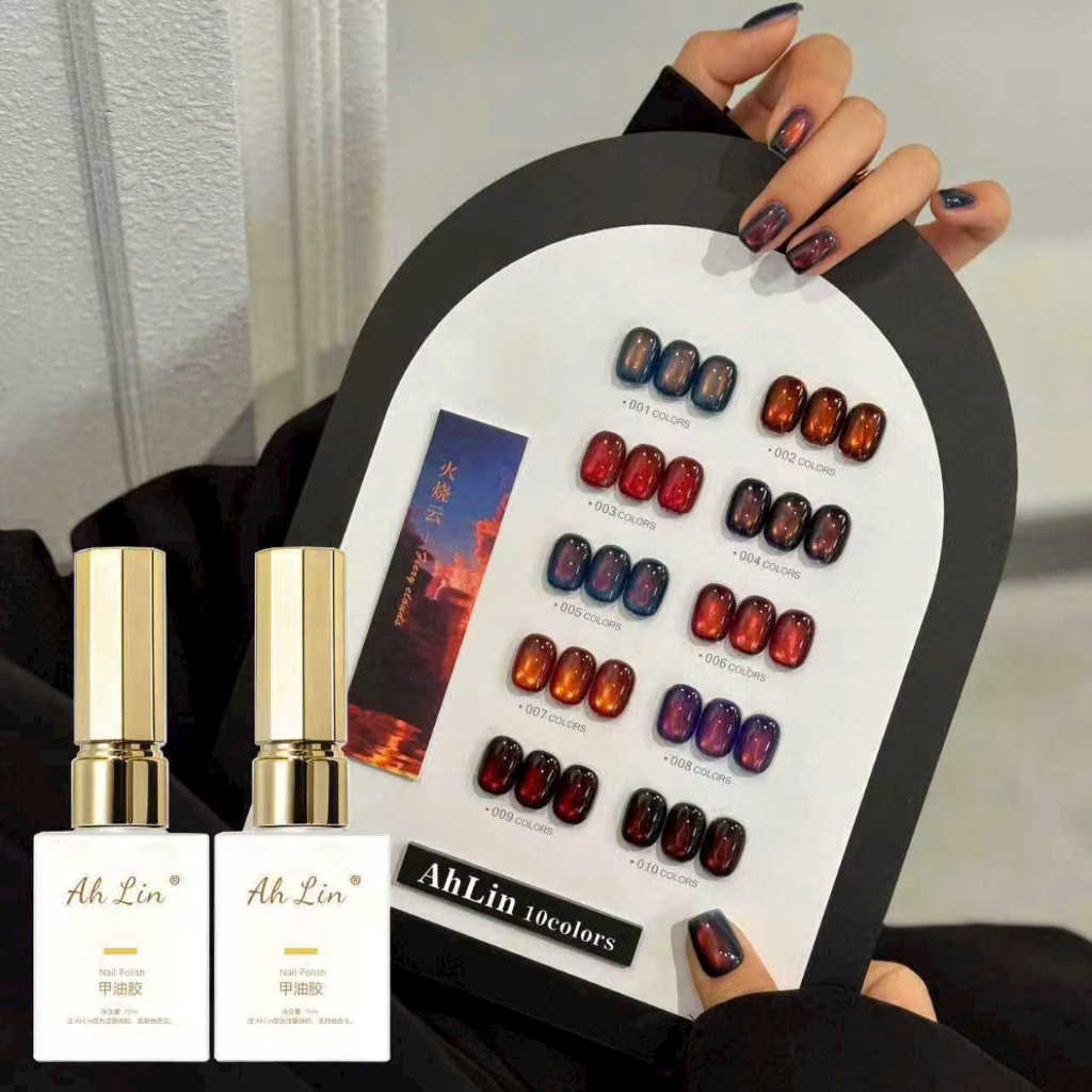Set Sơn Gel Mắt Mèo 10 Màu AHLIN – Hiệu Ứng Ánh Sao Lấp Lánh, Lên Màu Chuẩn, Dành Cho Thợ Nail & Người Mới