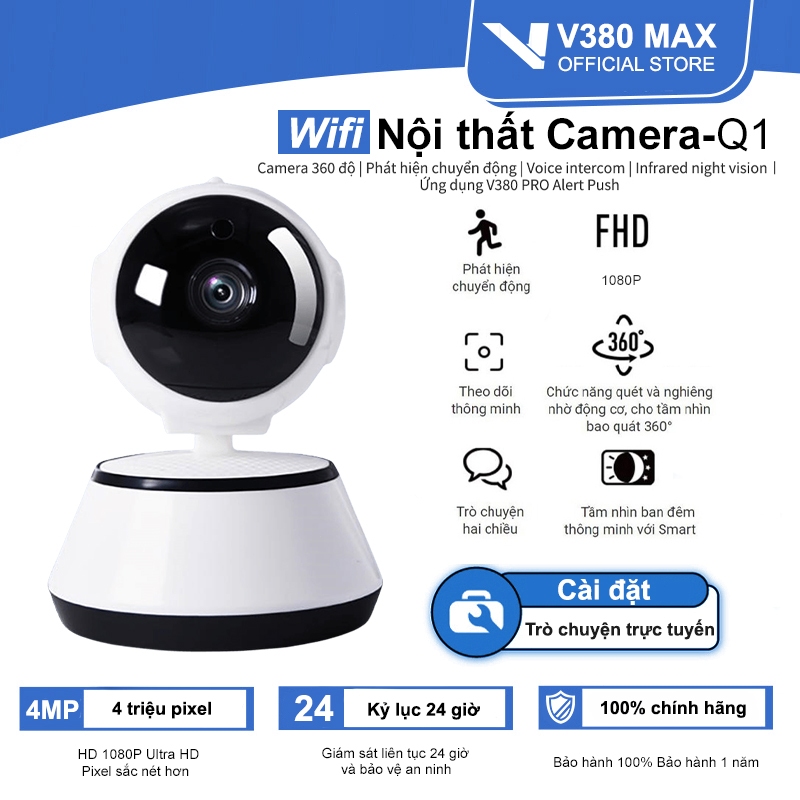 V380 MAX Q1 camera wifi 360 độ giám sát trong nhà ip 1080P Máy ảnh Không Dây an ninh gia đ ình với Tự