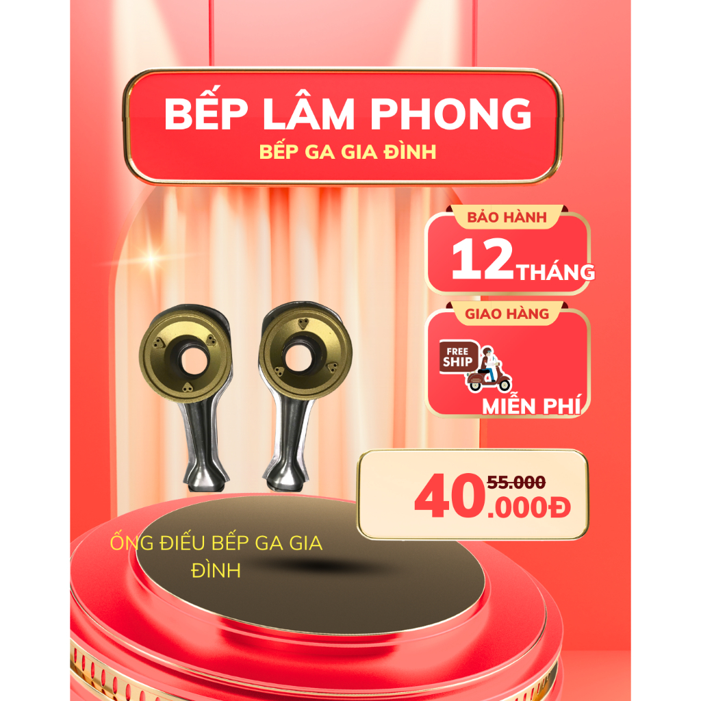 COMBO 2 Bộ  Ống điếu bếp ga phổ thông - Đầu đốt bếp ga gia đình