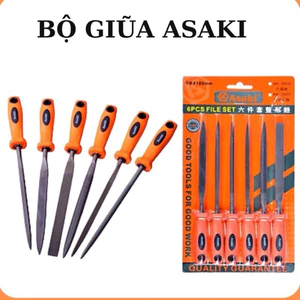 Bộ giũa Asaki 6 cây AK-3900,bộ giũa mini 6 cây,bộ dũa mài kim loại hợp kim Asaki,bộ 6 dũa mài đa năng,bộ dũa 6 chi tiết