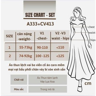 Sét Áo Kiểu Nữ Big Size Lệch Vai Phối Nơ Caro Mix Chân Váy – Phong Cách Trẻ Trung 55-92kg A333+CV413