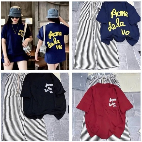 Sét quần áo nữ xinh xắn hottrend In nổi chữ vàng DELAVIE phối quần kẻ dọc siêu đẹp From rộng thoải mái hottrend 2026