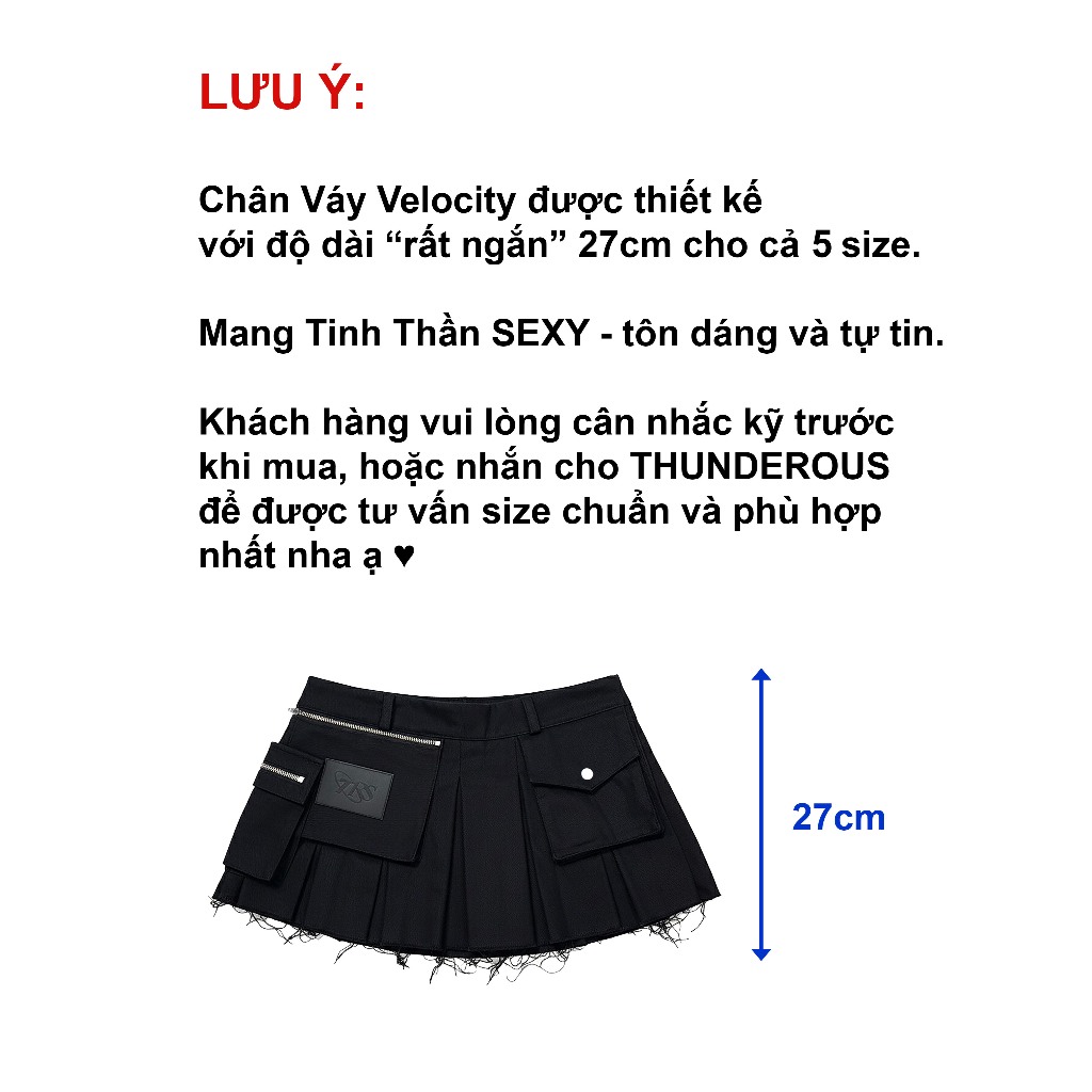 Chân Váy Denim Ngắn Sexy Cạp Trễ Xếp Ly Túi Hộp Khóa Kéo (Có Lót) - VELOCITY MINI SKIRT THUNDEROUS