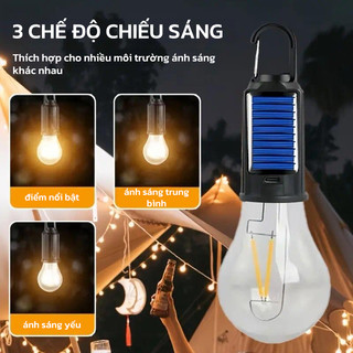 OOKAS Đèn móc treo bóng dây tóc vonfram, sạc năng lượng mặt trời, pin lâu, chống nước