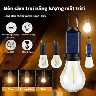 OOKAS Đèn móc treo bóng dây tóc vonfram, sạc năng lượng mặt trời, pin lâu, chống nước