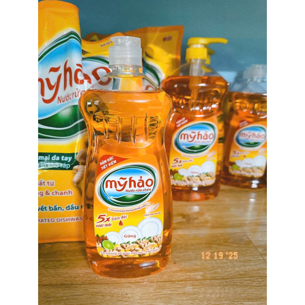 Nước Rửa Chén MỸ HẢO X5 tinh dầu gừng và chanh