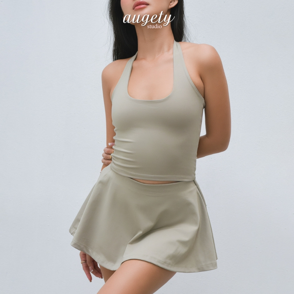 Áo Croptop Dây Choàng Cổ Kiểu Yếm Ôm Hở Lưng Augety Studio BELLE HALTER Top
