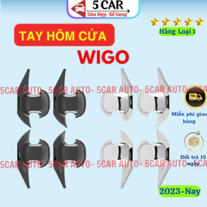 Ốp tay hõm cửa xe Wigo Đời 2023 - Hiện nay Vân Carbon & Mạ Crom sáng bóng- Hàng cao cấp