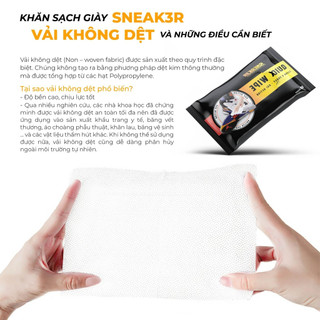 Khăn giấy ướt vệ sinh lau giày dép đa năng Duer Sneak3r Quick Wipe gói 32 miếng, sạch giầy da, sneaker