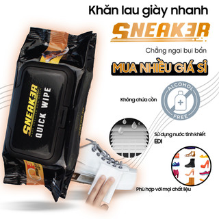 Khăn giấy ướt vệ sinh lau giày dép đa năng Duer Sneak3r Quick Wipe gói 32 miếng, sạch giầy da, sneaker