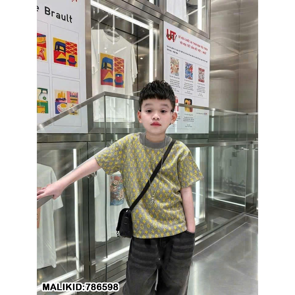 Áo Phông Bé Trai Dệt Logo Hàng Cao Cấp - Áo Polo Bé Trai Lệ Vy Phong Cách Boy Phố