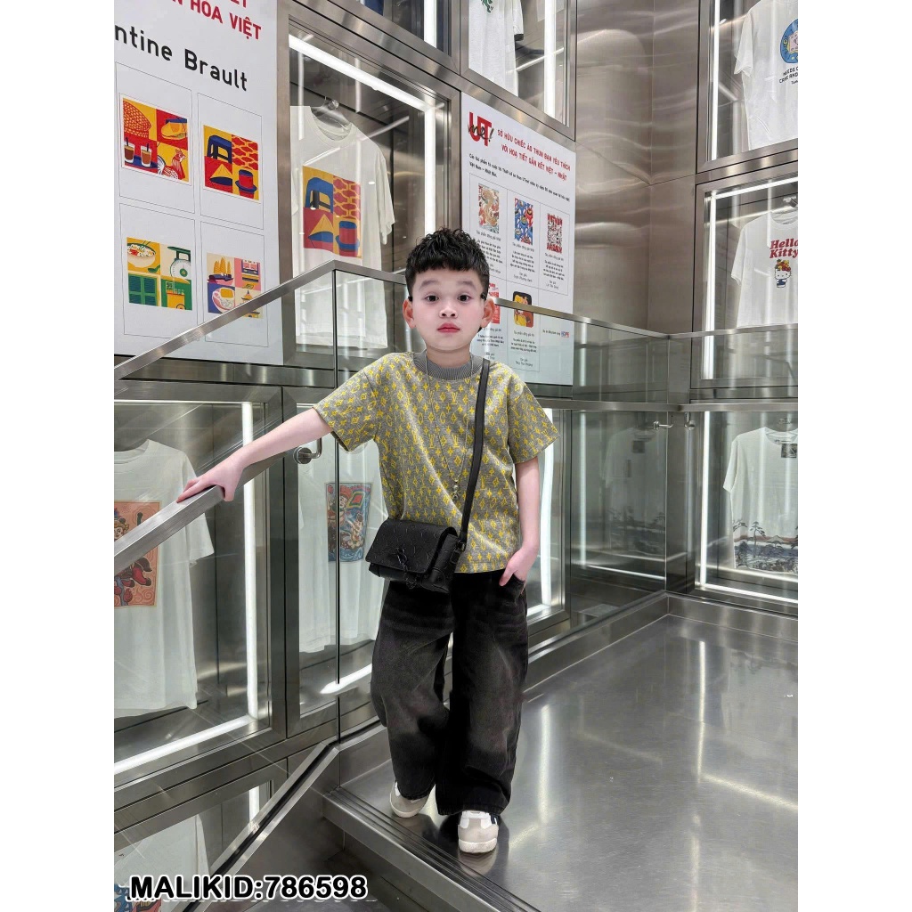 Áo Phông Bé Trai Dệt Logo Hàng Cao Cấp - Áo Polo Bé Trai Lệ Vy Phong Cách Boy Phố