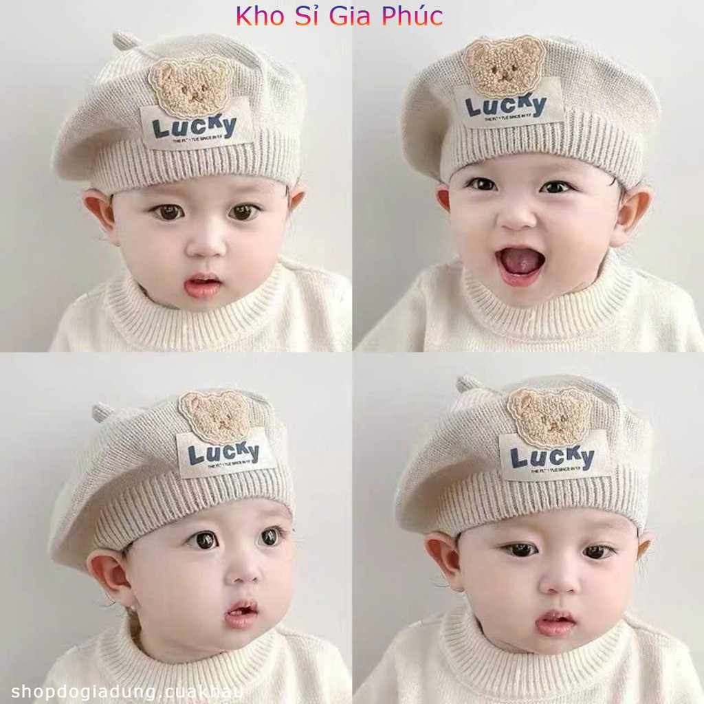 Mũ Len Nồi Gấu Lucky dễ thương cho bé từ 6 tới 36 tháng