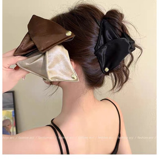 Kẹp tóc vỏ sò satin tam giác phong cách retro phụ kiện tóc nữ