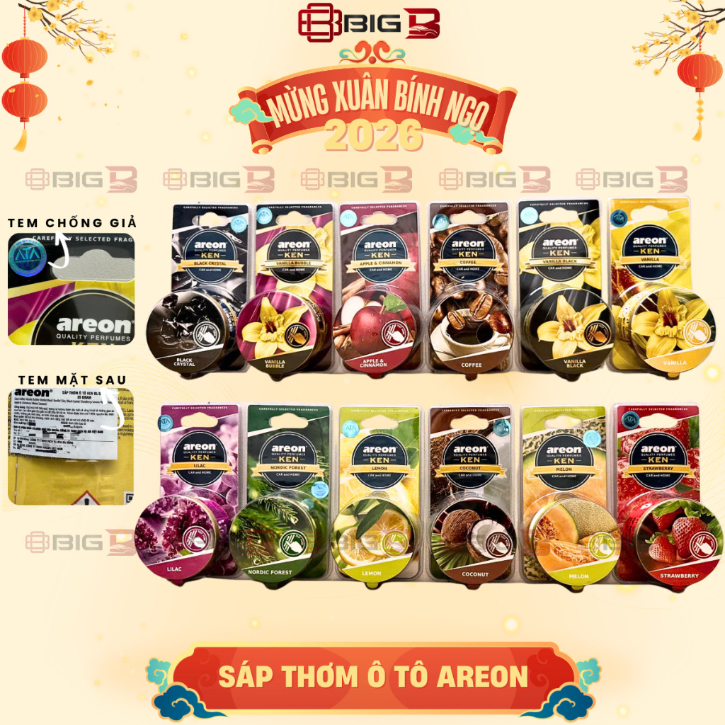 Sáp Thơm ô Tô AREON Có Tem Chống Giả CHÍNH HÃNG Nước Hoa ô Tô AREON Sáp Thơm AREON Khử Mùi Xe Hơi Cao Cấp Bulgaria BIG B