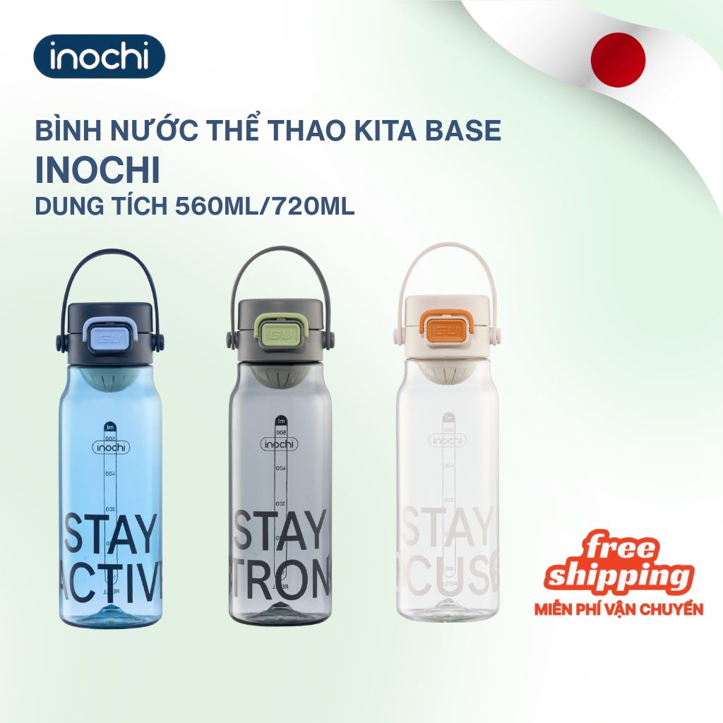[NEW] Bình nước KITA BASE có quai xách, nhựa nguyên sinh cao cấp, đem đi tập thể thao, picnic