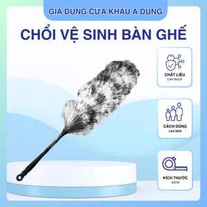 Chổi Lau Bụi Bàn Ghế Bàn Thờ Màu Tiêu Đen Trắng Cán Ngắn - Gậy Lau Dọn Vệ Sinh Bàn Ghế Nhỏ Gọn