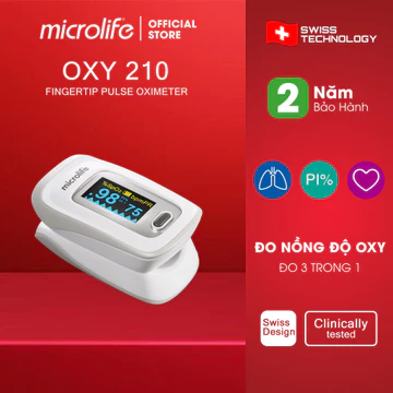 Máy Đo Nồng Độ OXY Trong Máu SPO2 Microlife OXY 210 | Chế Độ Đo 3 Trong 1 Tiện Lợi , Màn Hình OLED