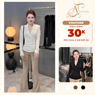 Áo Thun Body Nữ Cổ V Tay Dài Chất Zip Co Giãn – Áo Body Ôm Tôn Dáng Mặc Đi Làm, Đi Chơi - Anh Thư Shop (AT31)