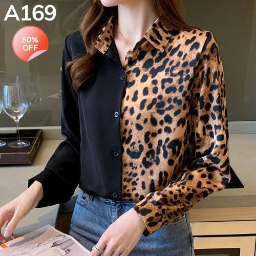 Áo Sơ Mi Nữ Công Sở Phối Trắng Xanh Thanh Lịch Chất Mango Mềm Mát, Dáng Suông Dễ Mặc -  Mã  A170