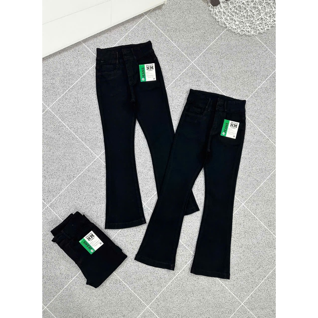 Quần jean Nữ, Quần Bò Nữ 9 tấc Lưng Cao Ống Loe Tôn Dáng Dài 90-92cm
