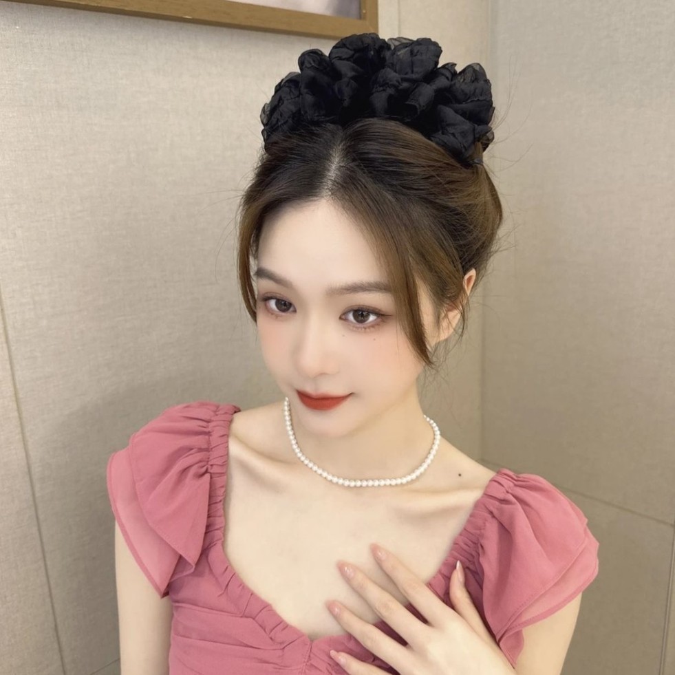 Jojo COCO 2024 Mới Phong Cách Hàn Quốc Nhiều Lớp Bong Bóng Nơ Grabber Gạc Kẹp Tóc Hoa