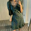 Váy Nữ Xanh Rêu Hoa Nhí Cổ V Tay Phồng | Đầm Hoa Nhí Phong Cách Hàn Quốc | Có Sẵn Size S/M