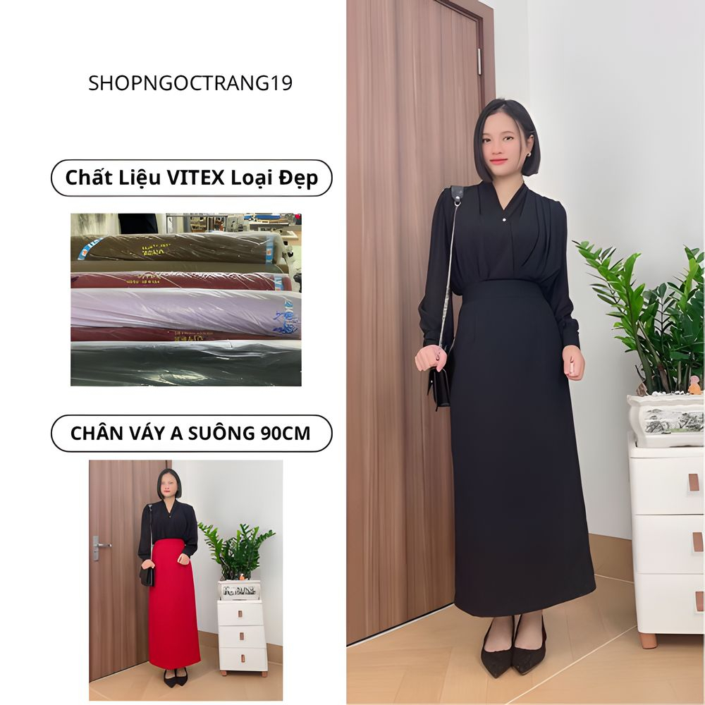 Chân Váy Chữ A Suông Dáng Dài 90cm Tôn Dáng Che Khuyết Điểm Cho Các Nàng SHOPNGOCTRANG19